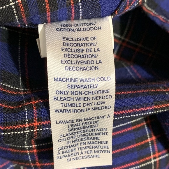 CHAPS button down long sleeve plaid shirt XL navy squared - Picture 7 of 8